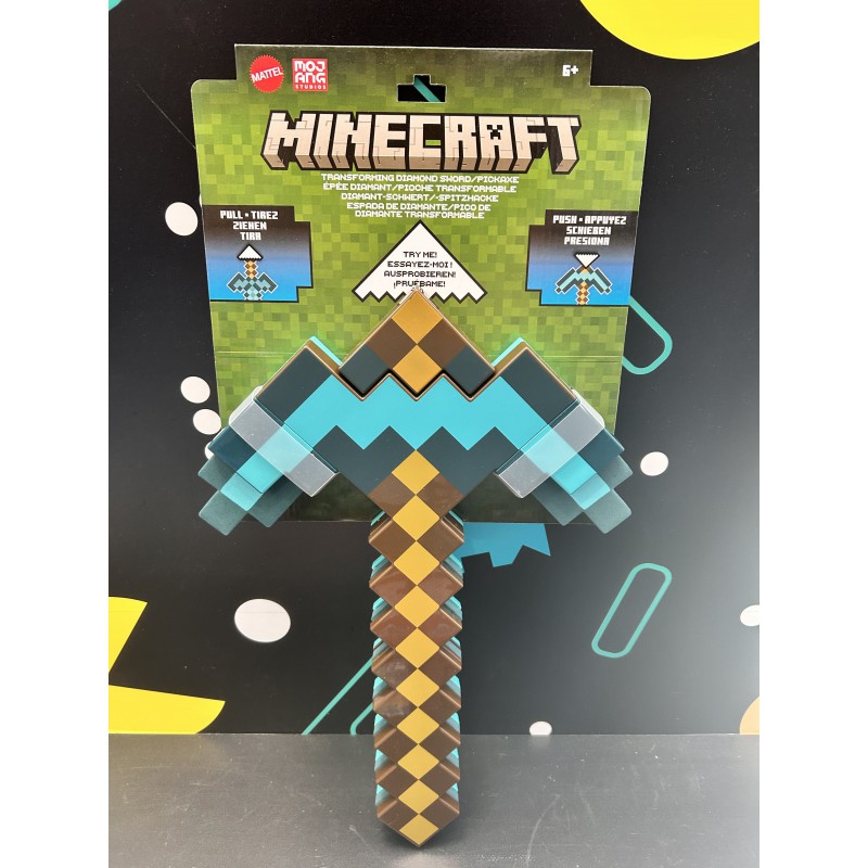 Minecraft Espada y pico de diamante transformable de Mattel